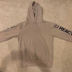 Beige Reactive Hoodie with Black Print